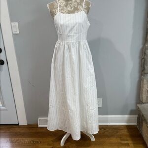 Elegant White Striped Dress